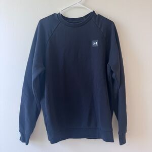 Under Armour Loose Fit Black Crewneck Sweatshirt Logo Patch Size Medium